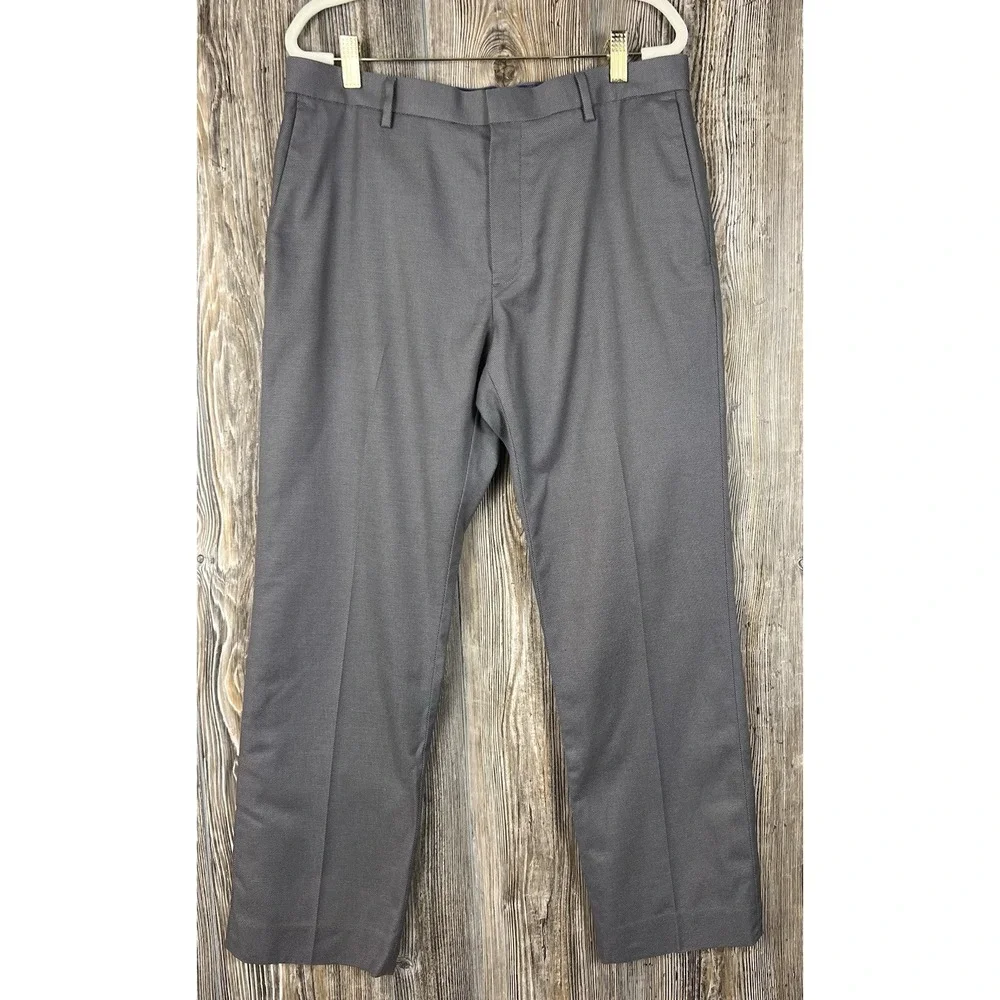 Banana Republic Non‎ Iron Tailored Slim Fit Grey Dress Pants Sz 33x30 FITS 34x29